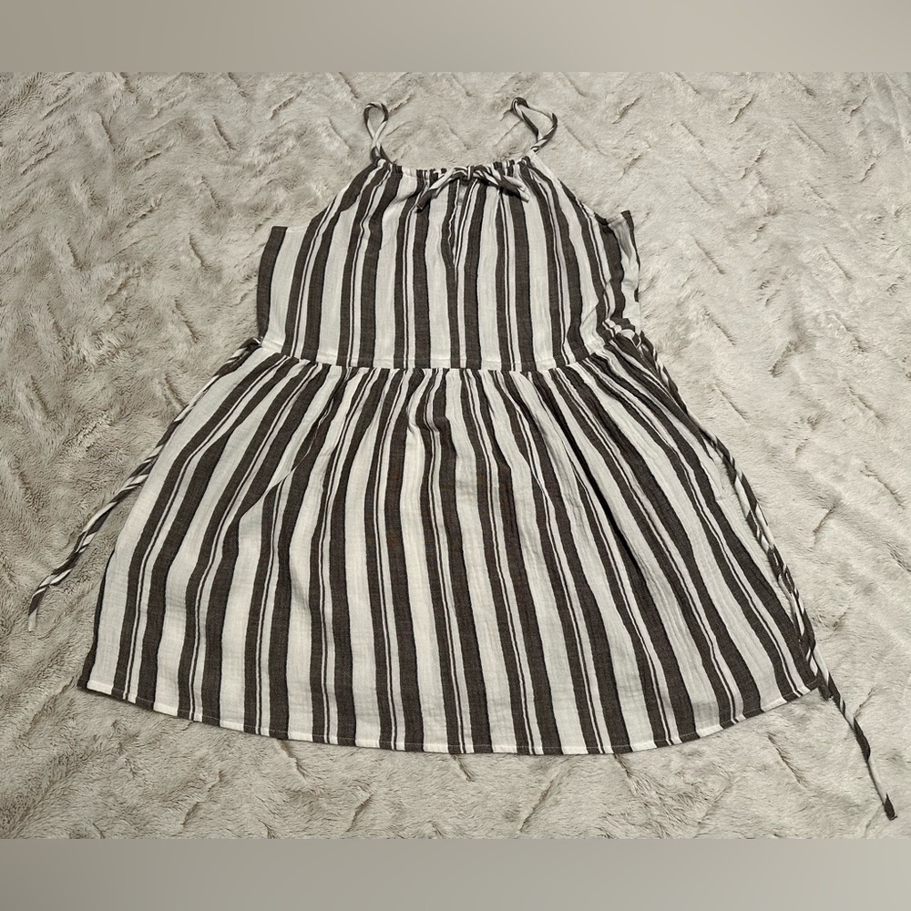 Calia Women's Stripe Split Neck Halter Mini Swim Cover Up Size Small - Picture 2 of 10